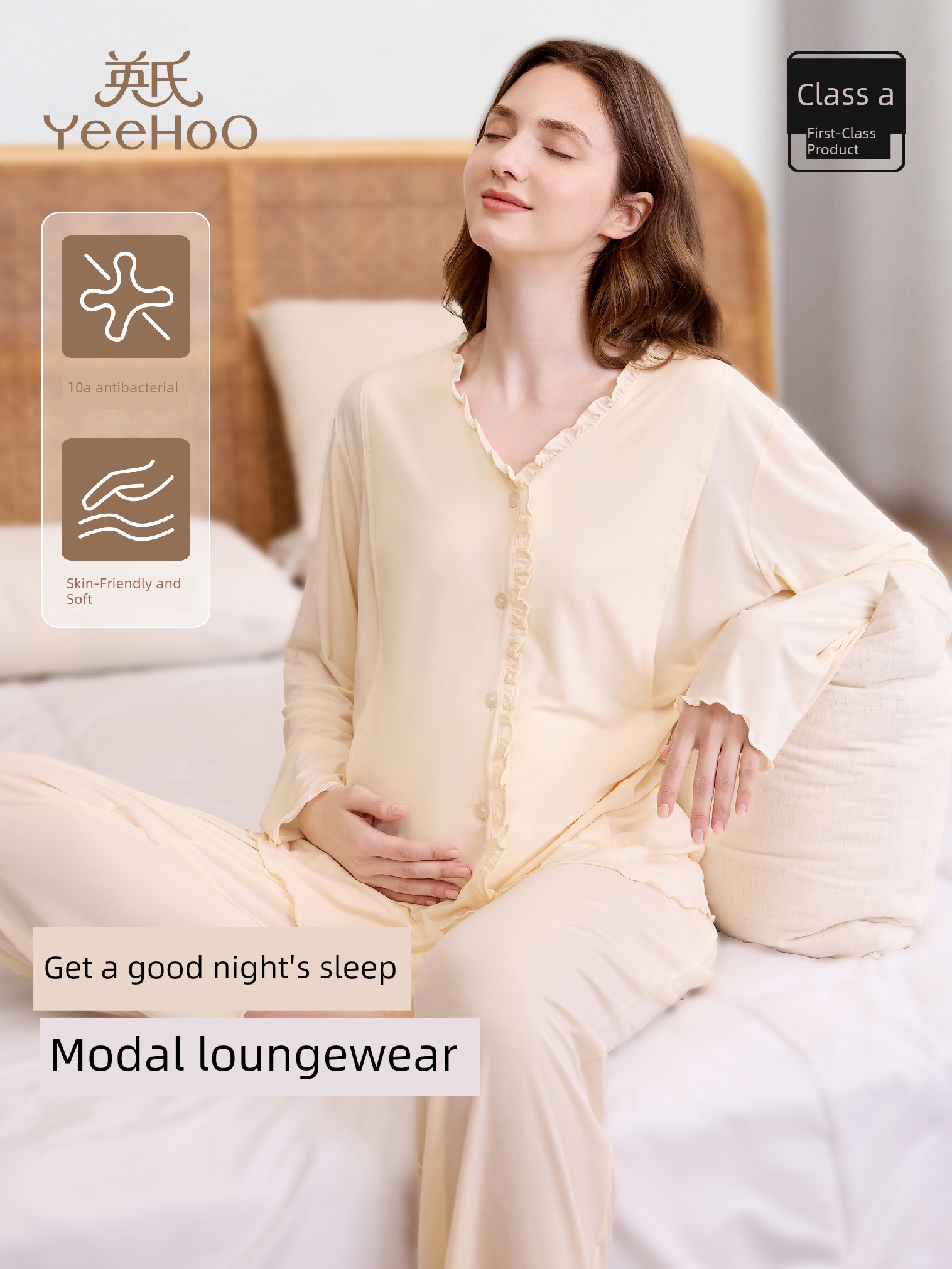 Ying's Maternity Postpartum Clothing Autumn 10A Antibacterial Sleepwear Nursing Pajamas 2026 New Model Moisture-Wicking Breathable Homewear