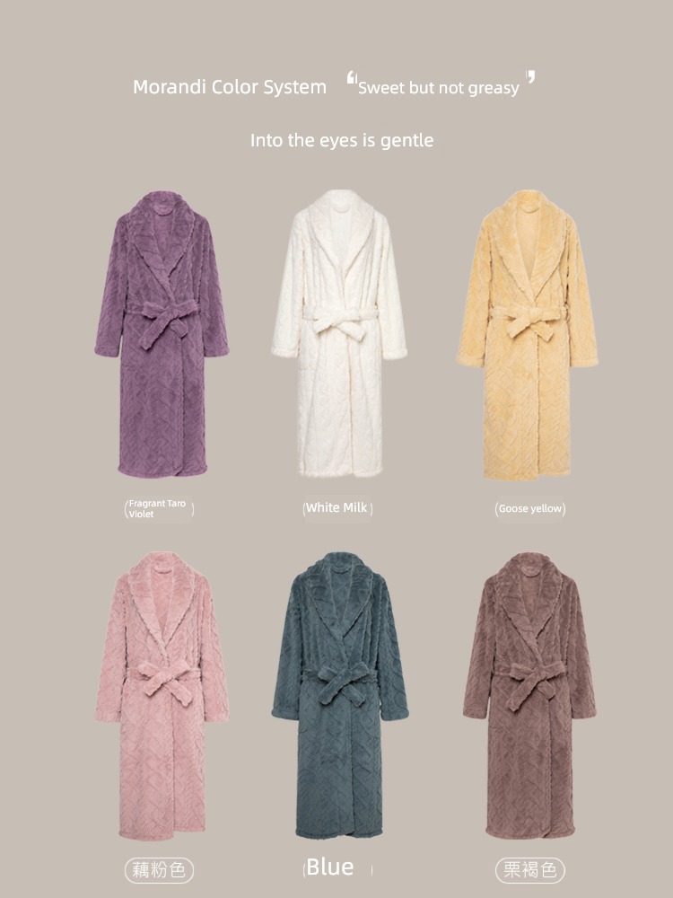 female Autumn and winter man lovers thickening Coral velvet robe