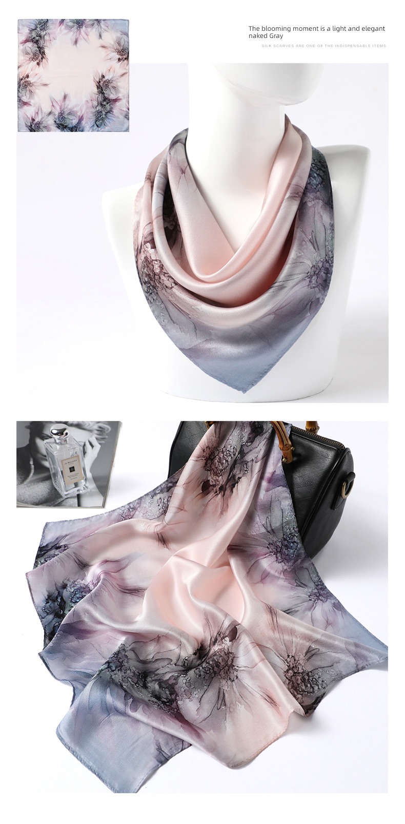 Small square towel female spring and autumn give people gift Chinese style real silk