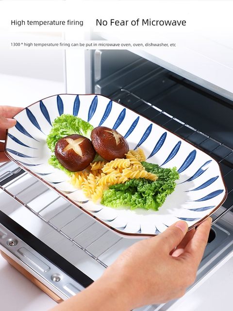 Fish plate 2 pack new household Japanese ceramic steamed fish plate plate dish dish plate rectangular fish plate high appearance