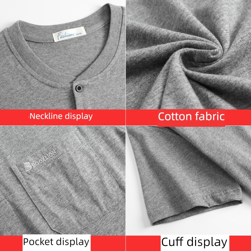 dad pure cotton easy Middle aged and elderly Half sleeve Pullover summer wear
