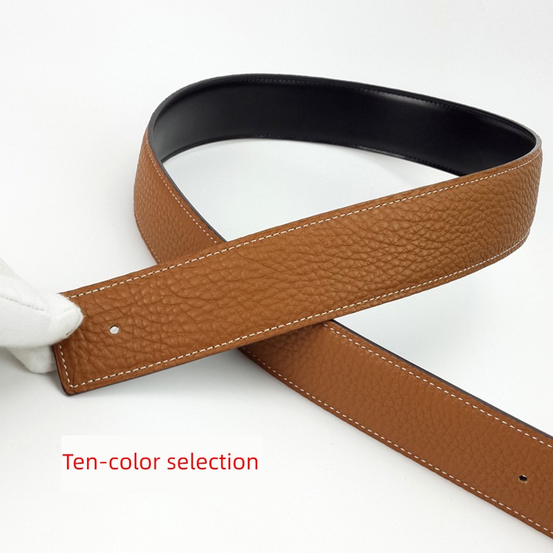 3.8 man Belt genuine leather Don't take the lead panel H buckle ma'am cowhide Headless No buckle belt body 3.3cm3.5