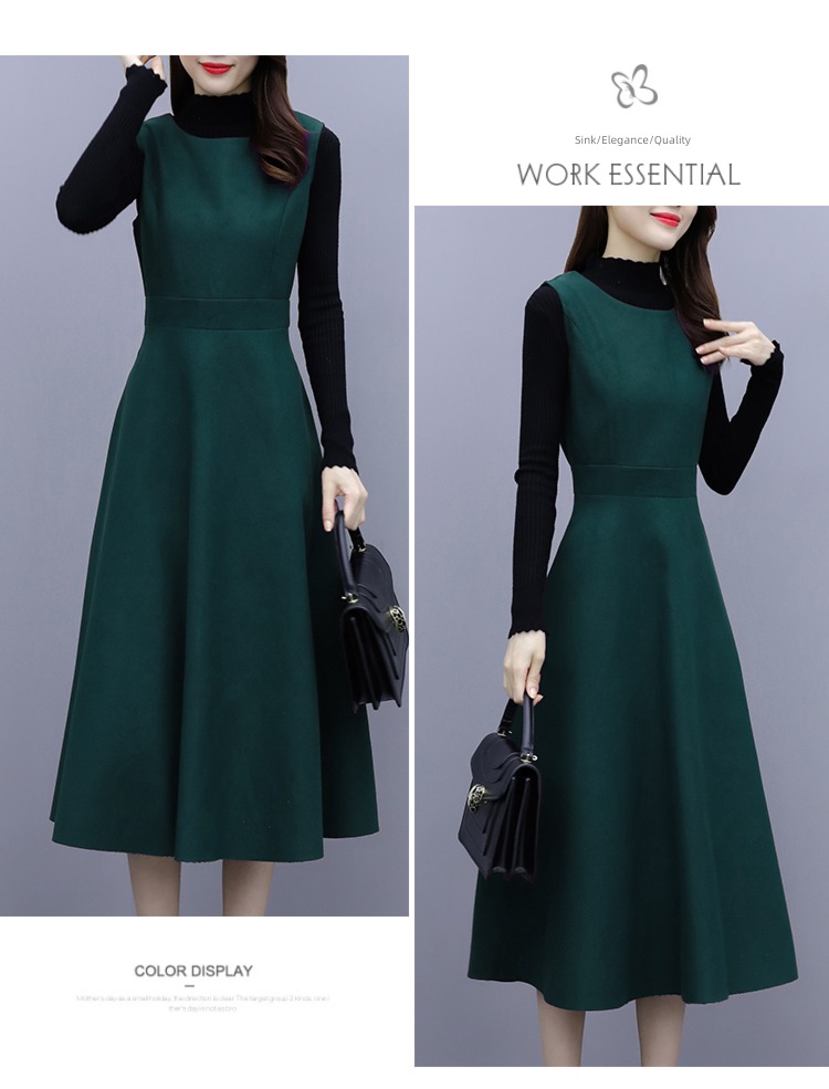 French Wool Undershirt Long sleeve Two piece suit straps