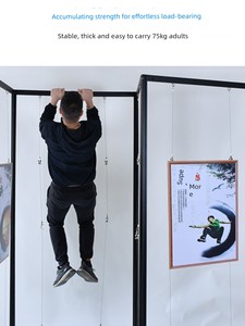Portable Folding Display Board Stand with Wheels, Movable Poster Advertising Display, Office Partition, Calligraphy and