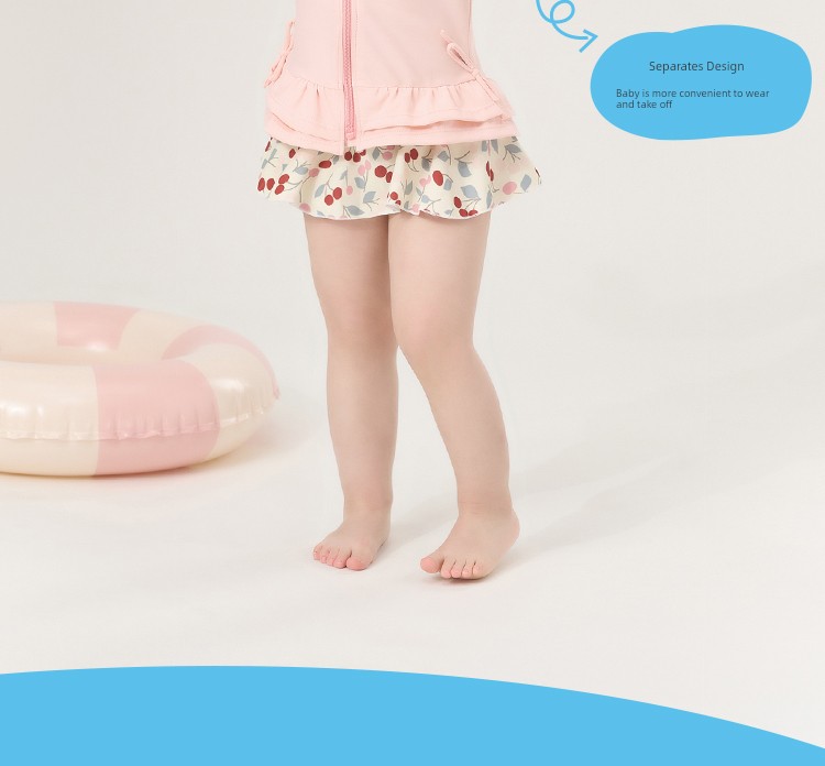 3 Years Old Separates Long Sleeves Internet Celebrity Sweet Kids Swimsuit — 9