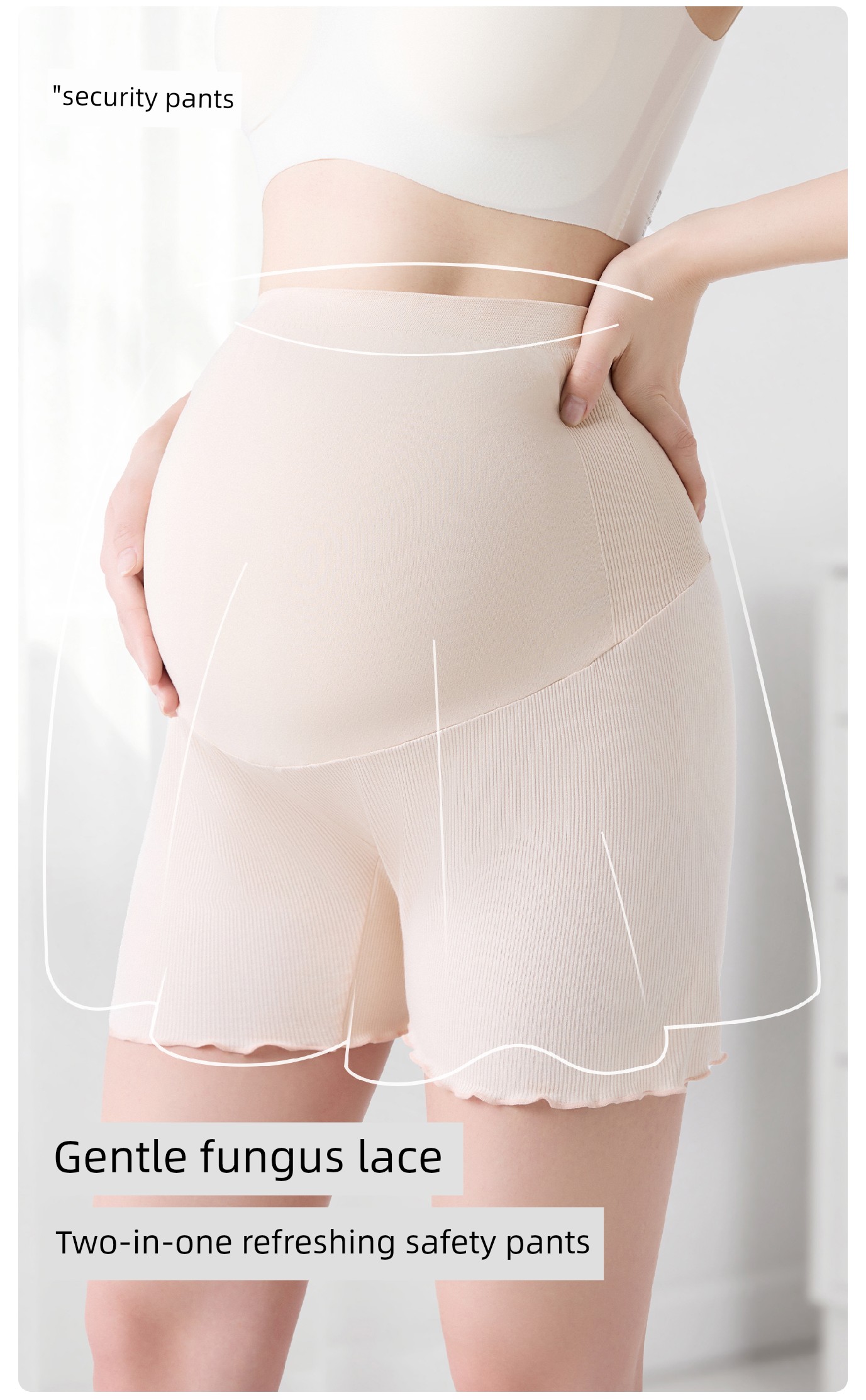 Yeehoo Maternity Safety Shorts Summer Thin Leggings 26 New High-Waisted Belly Support Seamless Anti-Exposure Three-Quarter Leggings — 2