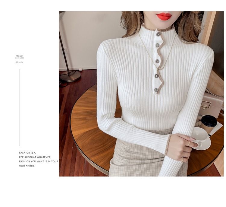Half high collar Long sleeve jacket Korean fashion Sweater