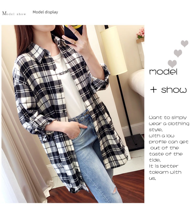 Wear out lattice Long sleeve easy Retro Hong Kong flavor shirt