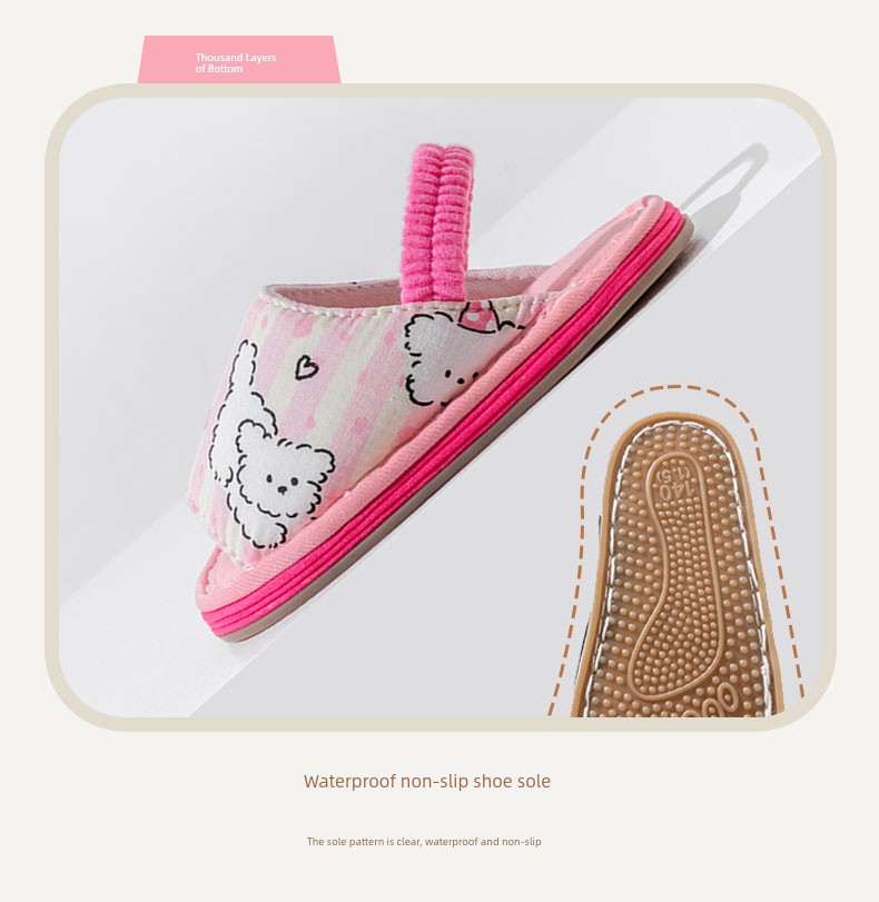 Fairy Feet Children's Layered Cotton Slippers Baby Indoor Home Non-Slip Breathable Cartoon Floor Shoes for Boys and Girls — 10