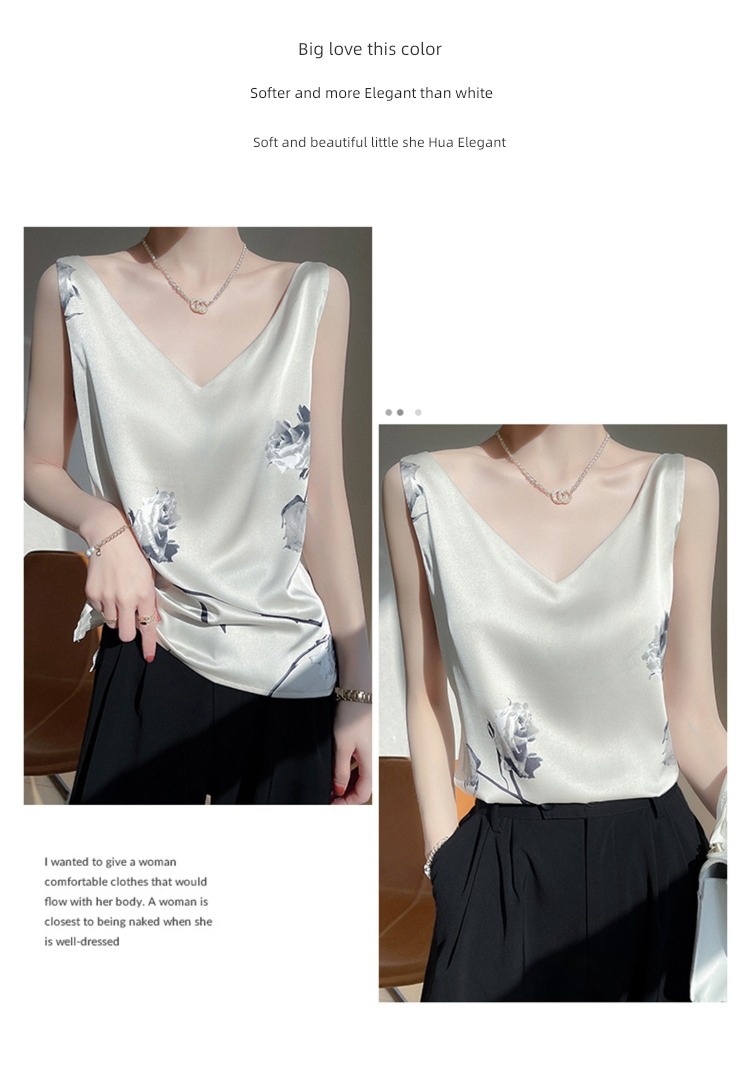 22 years printing suit Lay a foundation Satin V-collar real silk
