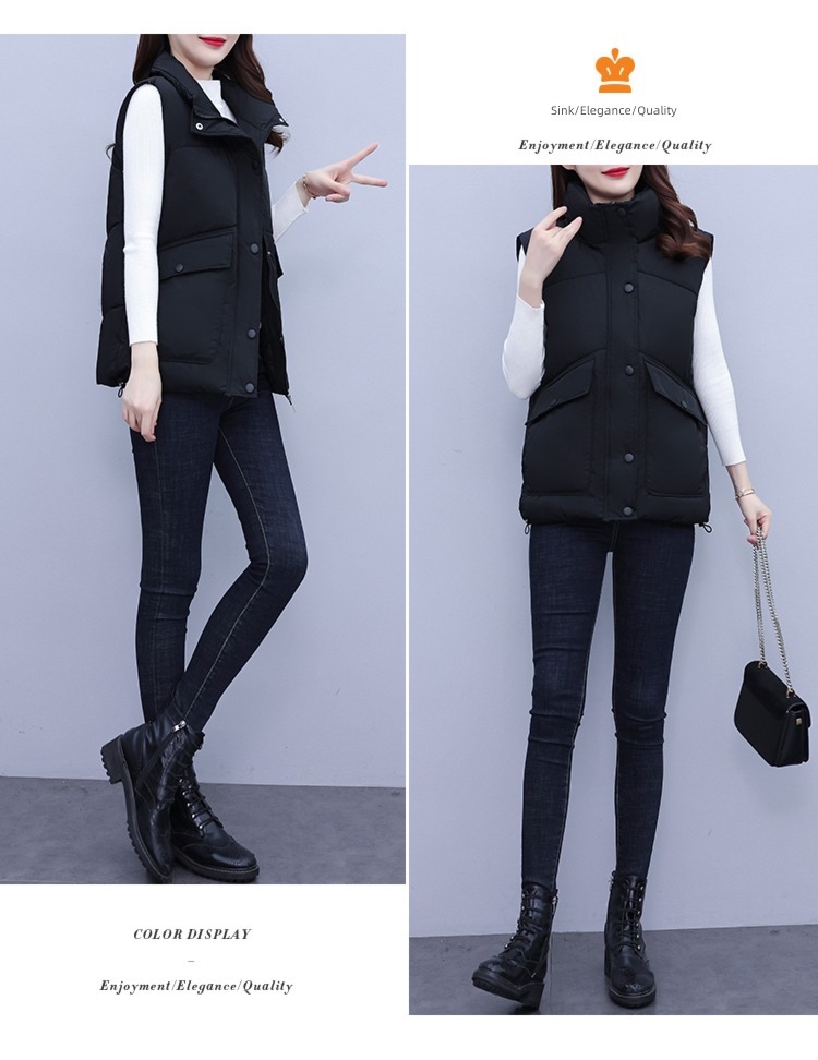 stand collar fashionable Sleeveless waistcoat have cash less than that is registered in the accounts Down cotton Vest