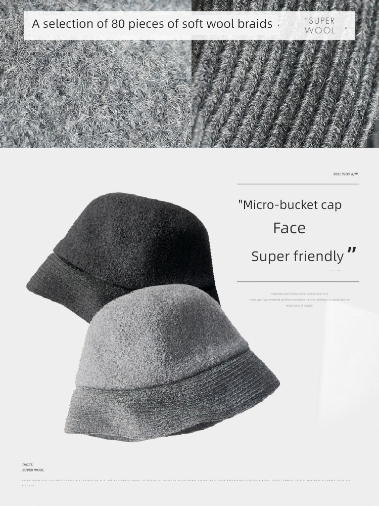 Yinji Guyu Small edge literature female Autumn and winter Basin cap