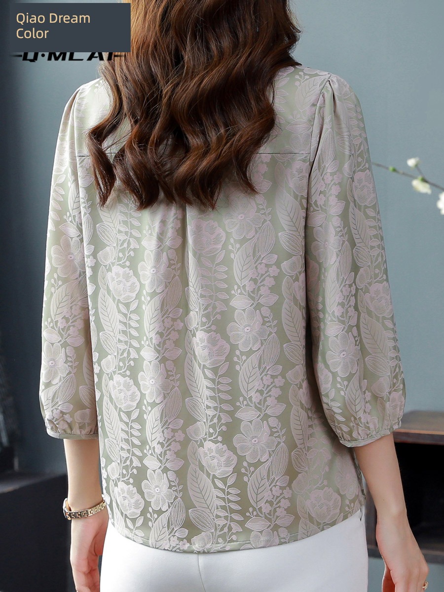 three quarter sleeve Put on your clothes French Agaric edge Cover meat Satin