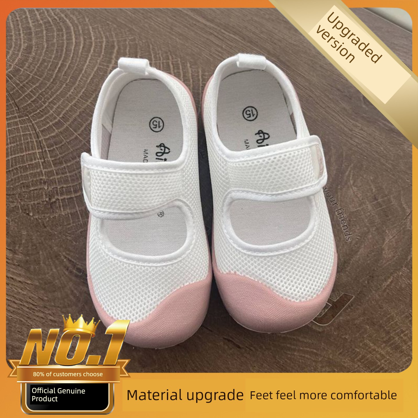 Kindergarten Indoor Shoes for Girls 2026 New Breathable Low-Top Soft-Soled Non-Slip Versatile Magic Tape White Shoes — 5