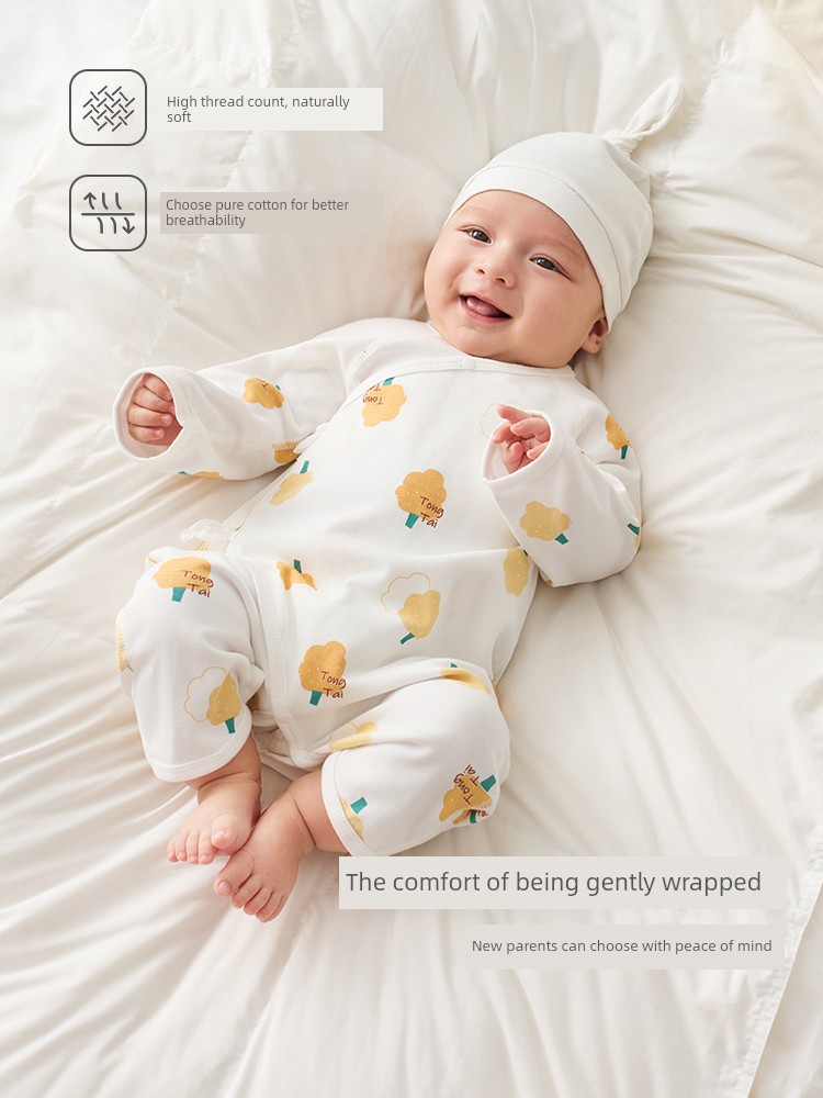 Tongtai Spring and Autumn Pure Cotton 0-June Baby Jumpsuit