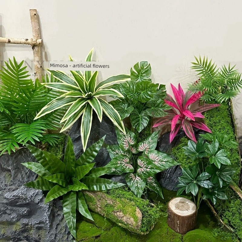 New Artificial Plants with Realistic Texture: Millennium Wood, Bird's Nest Fern, Colorful Iron Fern, Various Leaf Materials for Indoor Landscape Design and Decorative Greenery