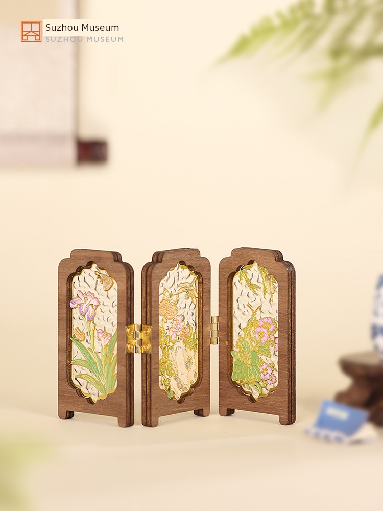 Suzhou Museum Screen Decoration Fridge Magnet Folding Design Ancient Style Scene Souvenir Museum Cultural and Creative Gift