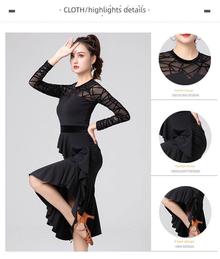 adult Autumn and winter Long sleeve match practice Latin dance
