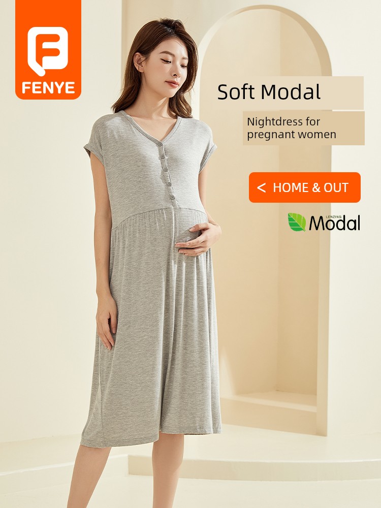 Pregnant Woman's Nightdress Summer Thin Nursing Dress Summer Modal Postpartum Pajamas Nursing Sleeping Dress Summer Clothing Dress