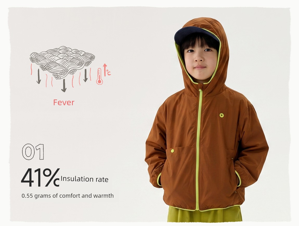Q 21m Fleece Children's Jacket for Autumn, Windproof and Light Rain Resistant, Lightweight Anti-Static Fleece Hooded Top for Boys and Girls — 13