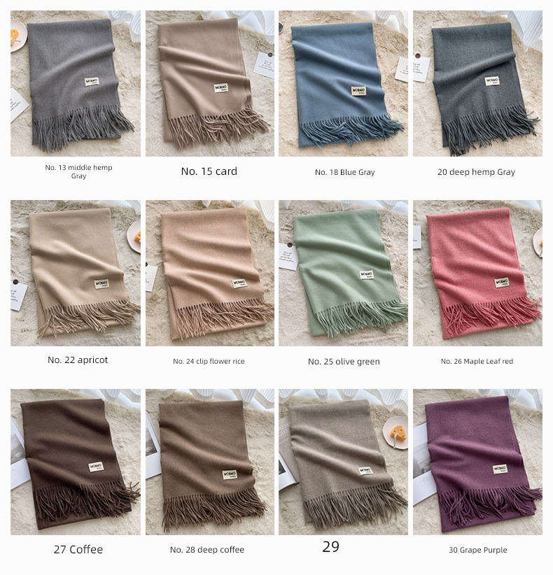 female winter thickening tassels Camel color Versatile Dual purpose scarf