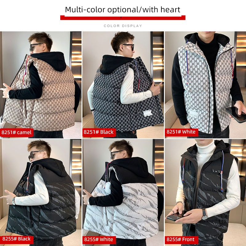 NGGGN raise the hat Autumn and winter high-end Down cotton Vest