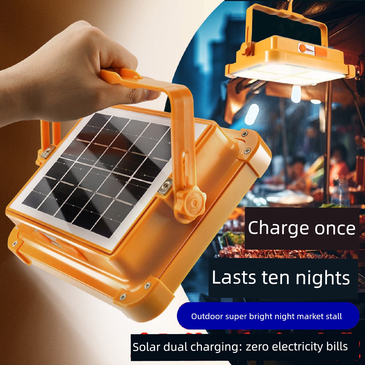 Solar-Powered Stall Lights, Night Market Super Bright Rechargeable Lights, Outdoor Camping Emergency Lighting, Long-Lasting Floodlights