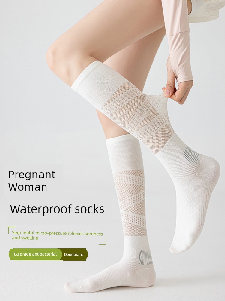 Waterproof Anti-Swelling Compression Socks for Pregnant Women, Breathable Calf Socks for Pregnancy Exercise, Long Tube Socks, Compression Socks for Late Pregnancy