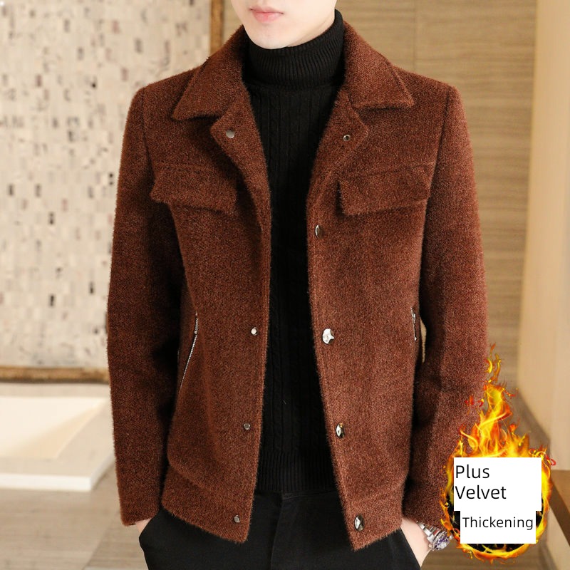 Autumn and winter Imitation mink velvet Put on your clothes Lapel Wool loose coat