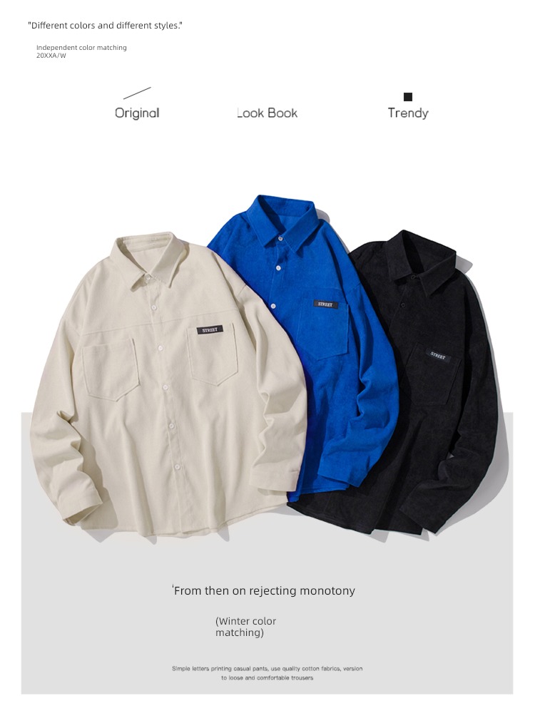 Chaopai corduroy summer easy Lapel shirt loose coat
