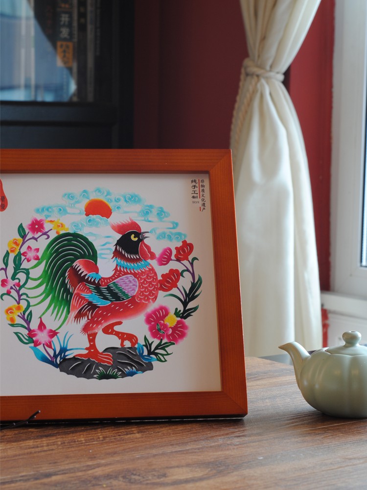 Twelve Zodiac Colorful Paper-Cut Ornaments, 12 Zodiac Window Decorations with Picture Frames, Chinese-Style Gifts, Unique Pure Handicrafts