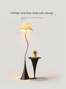 French-Style Vintage Floor Lamp Next to the Sofa in the Living Room, Modern High-End Artistic Atmosphere Bedroom Bedside
