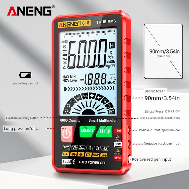 Large-screen digital multimeter high-precision electrician special intelligent anti-burn multifunction fully automatic range universal meter
