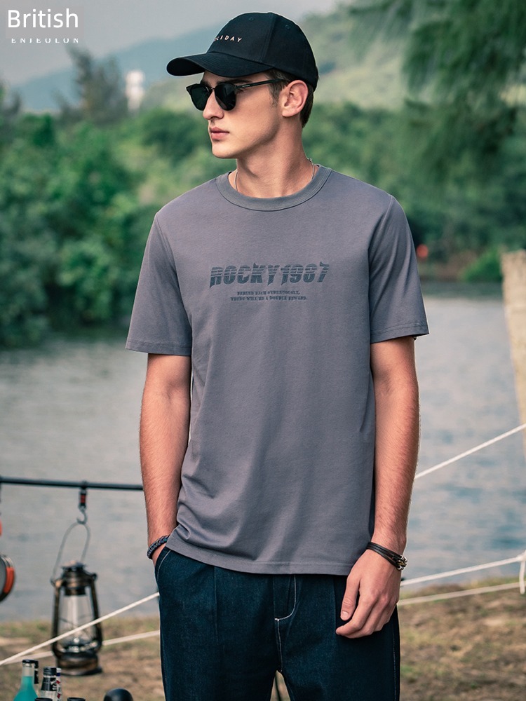 Ying julun Xinjiang Short sleeve letter leisure time man T-shirt
