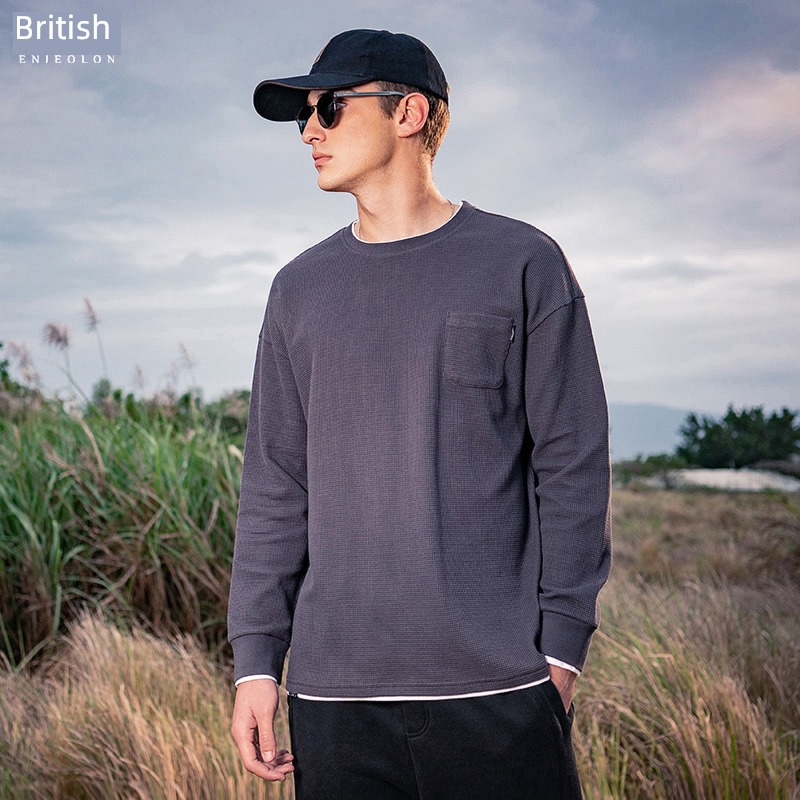 Concave convex Ying julun Texture sense Wolfgang Long sleeve T-shirt