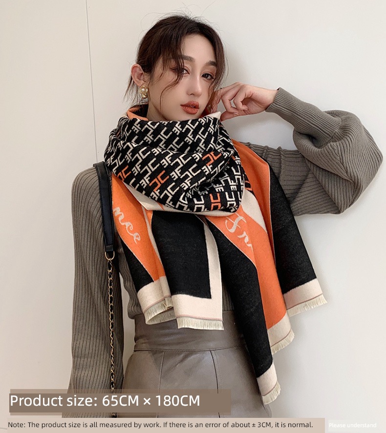 female Autumn and winter Korean version Versatile ins Advanced sense scarf