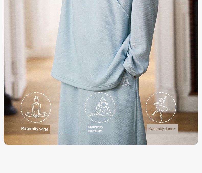 Manxi Autumn and Winter Camellia Waffle Nursing Clothes Yoga Sports Wearable Postpartum Outfit Maternity Homewear Set — 31