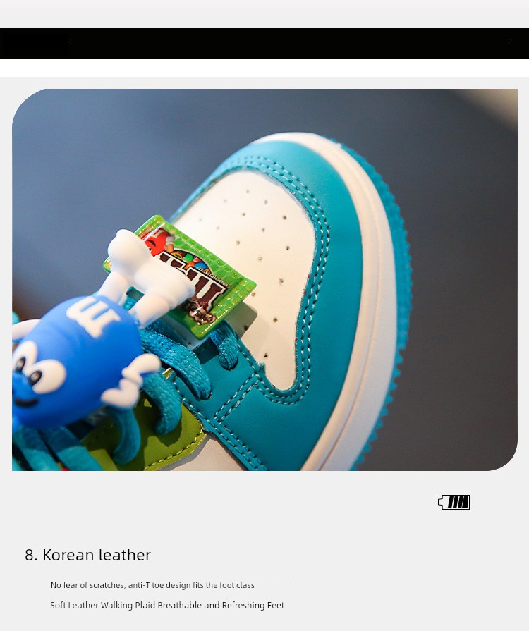 Abc Girls' M&M Sneakers Genuine Leather Children's Shoes 2026 Spring and Autumn Models Boys' High-Top Sports Shoes Elementary School Students' Sneakers — 2
