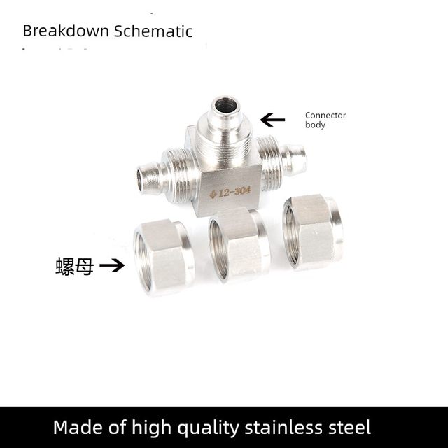 304/316 pneumatic stainless steel quick screw tee-way T-type intermediate air pipe PU pipe tetrafluoro hose lock female quick connector