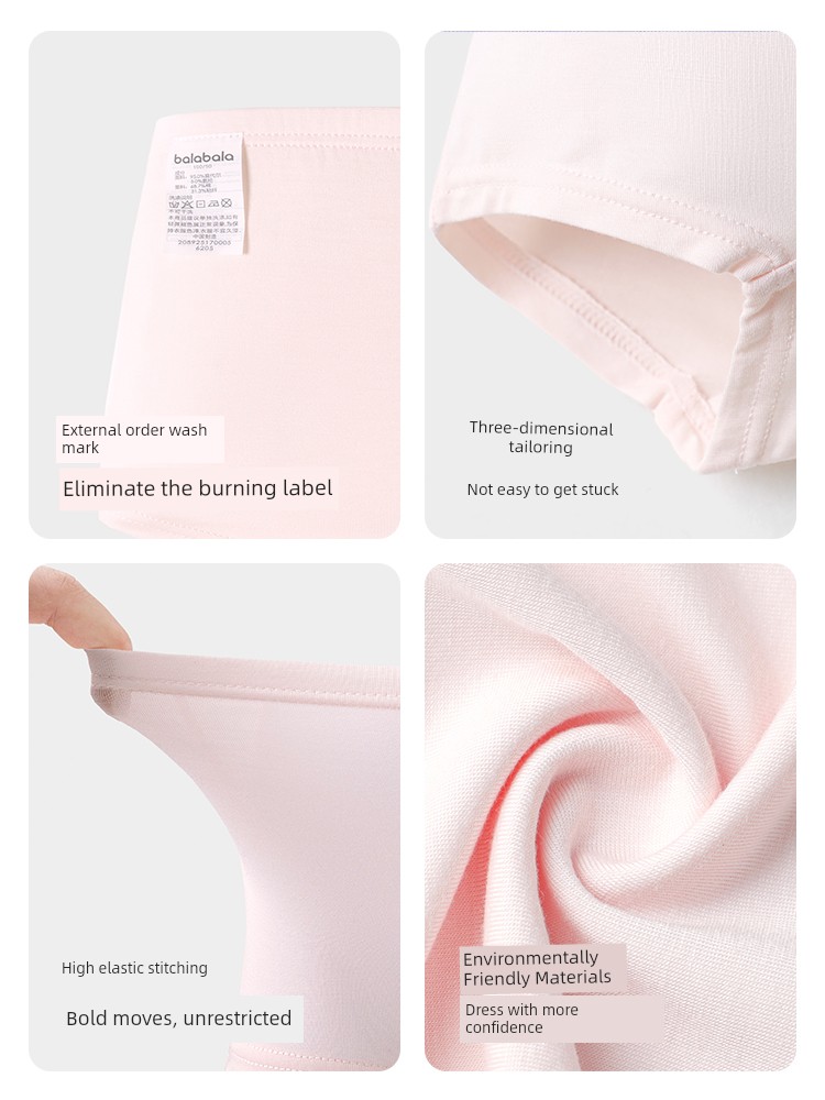 Balabala Children's Cotton Boxer Shorts for Girls, Anti-Exposure, Baby Modal Soft Four-Pack — 2