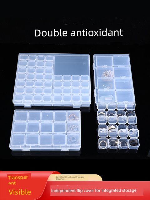 Transparent plastic jewelry mini storage box high-end anti-oxidation separation display box earrings hand jewelry finishing box