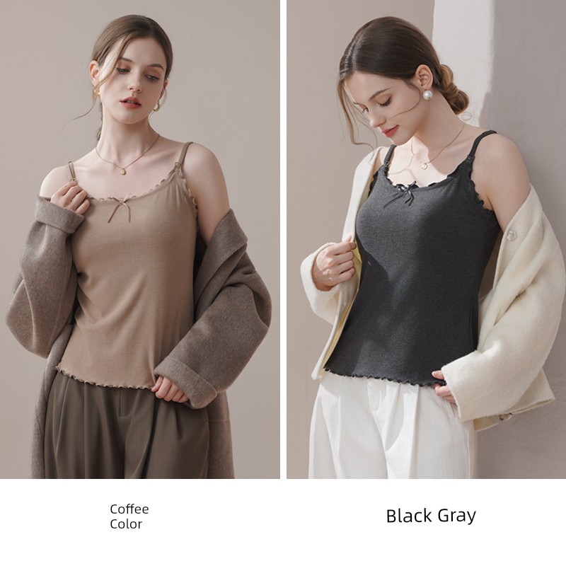 Adjustable Nursing Camisole with Breast Pads, Postpartum Breastfeeding Maternity Wear, Stylish Mom Outerwear, Anti-Sagging Base Layer — 1