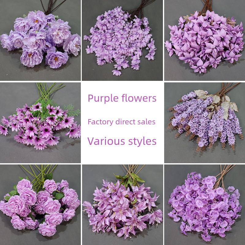 Purple Wedding Series Artificial Flowers Wedding Hall Shopping Mall Window Decoration Background Road Lead Flower Arrangement Flower Arrangement Floriculture