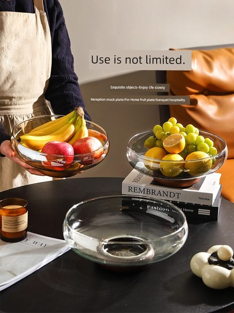 Sheli light luxury high-end glass fruit tray living room coffee table household exquisite fruit basket snack storage Chinese dried fruit tray
