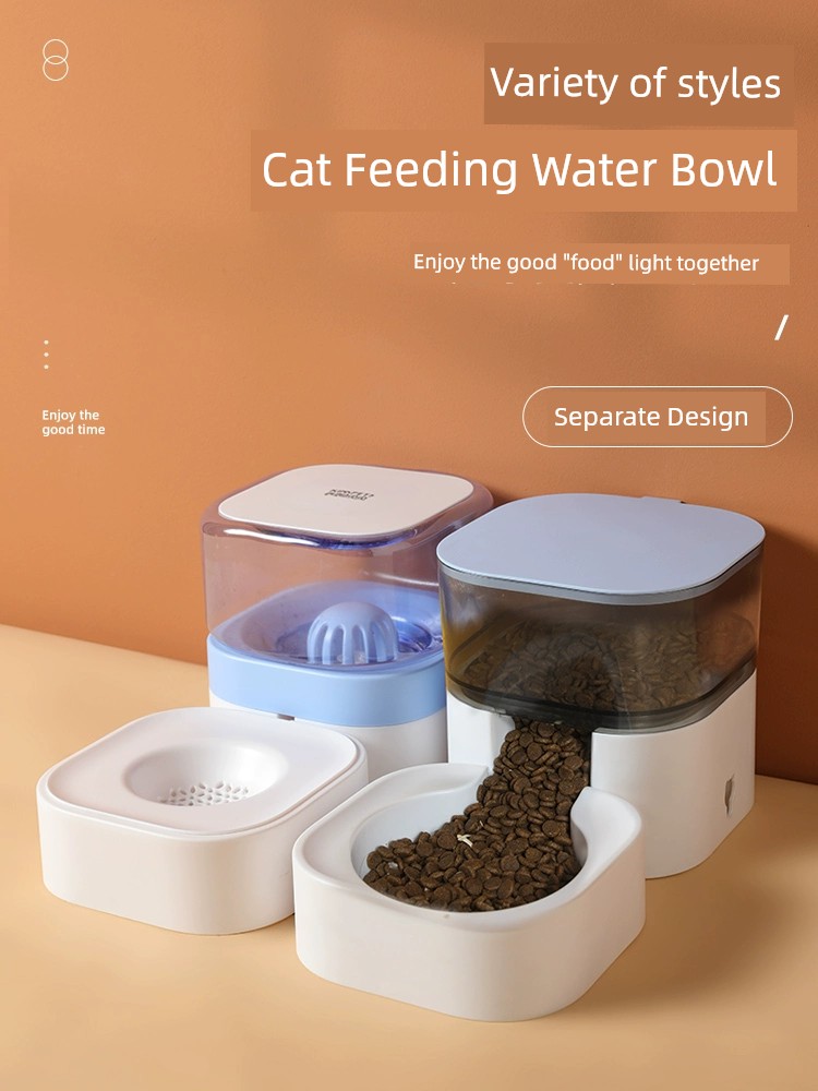 貓狗通用自動餵食器飲水一體雙碗飯盆防打翻喝水碗 (8.3折)