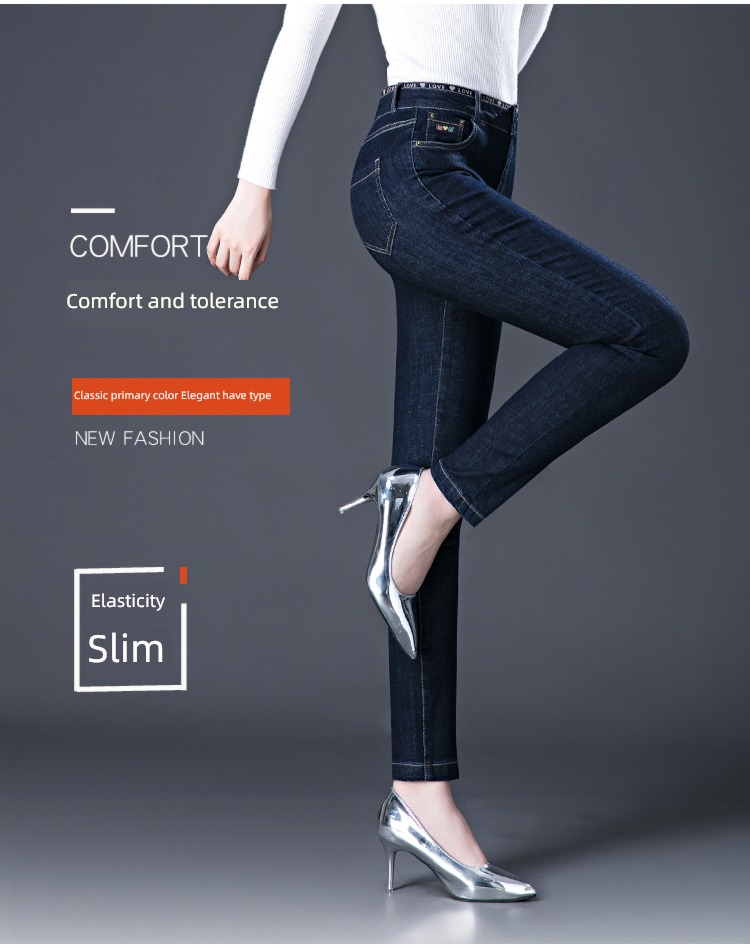 middle age High waist easy mom spring and autumn ma'am Jeans