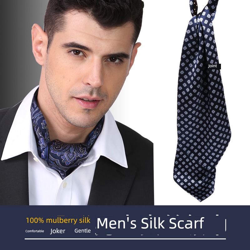male Retro suit shirt As Scarf mulberry silk
