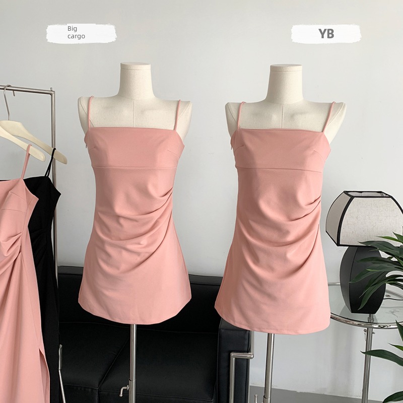 ACHI Pink Long and short sexy camisole Dress