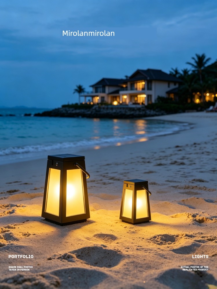 Mirolan Lawn Lamp Solar Charging Integrated Portable Wind Lamp Garden Courtyard Waterproof Atmosphere Lamp Camping Table Lamp