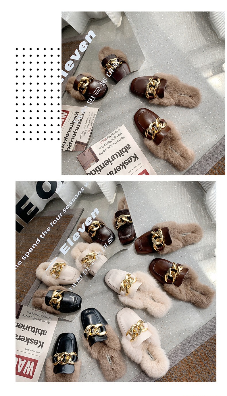 Internet celebrity Wear out Autumn and winter Flat bottom Baotou Maomao slipper